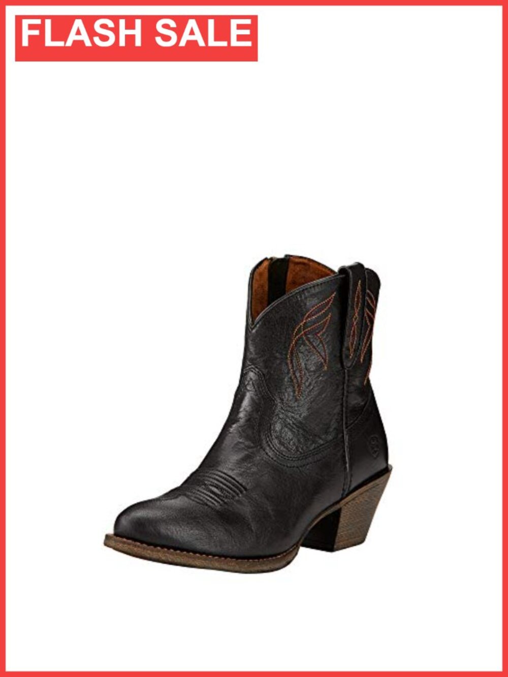 Western Ankle Bootie Faux Leather Round Toe Mid Calf Work Boots
